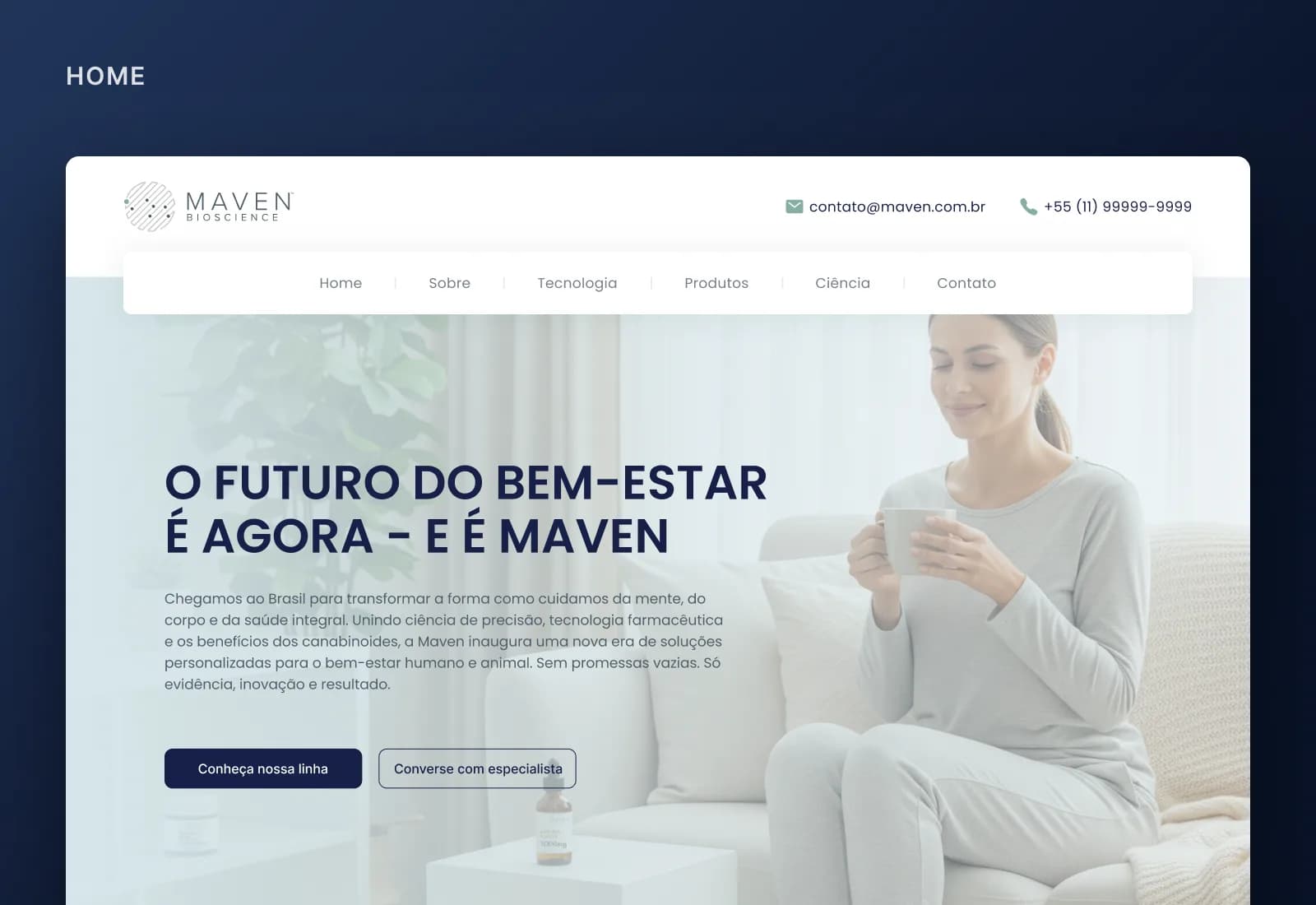 Landing page opening, with the brand promise