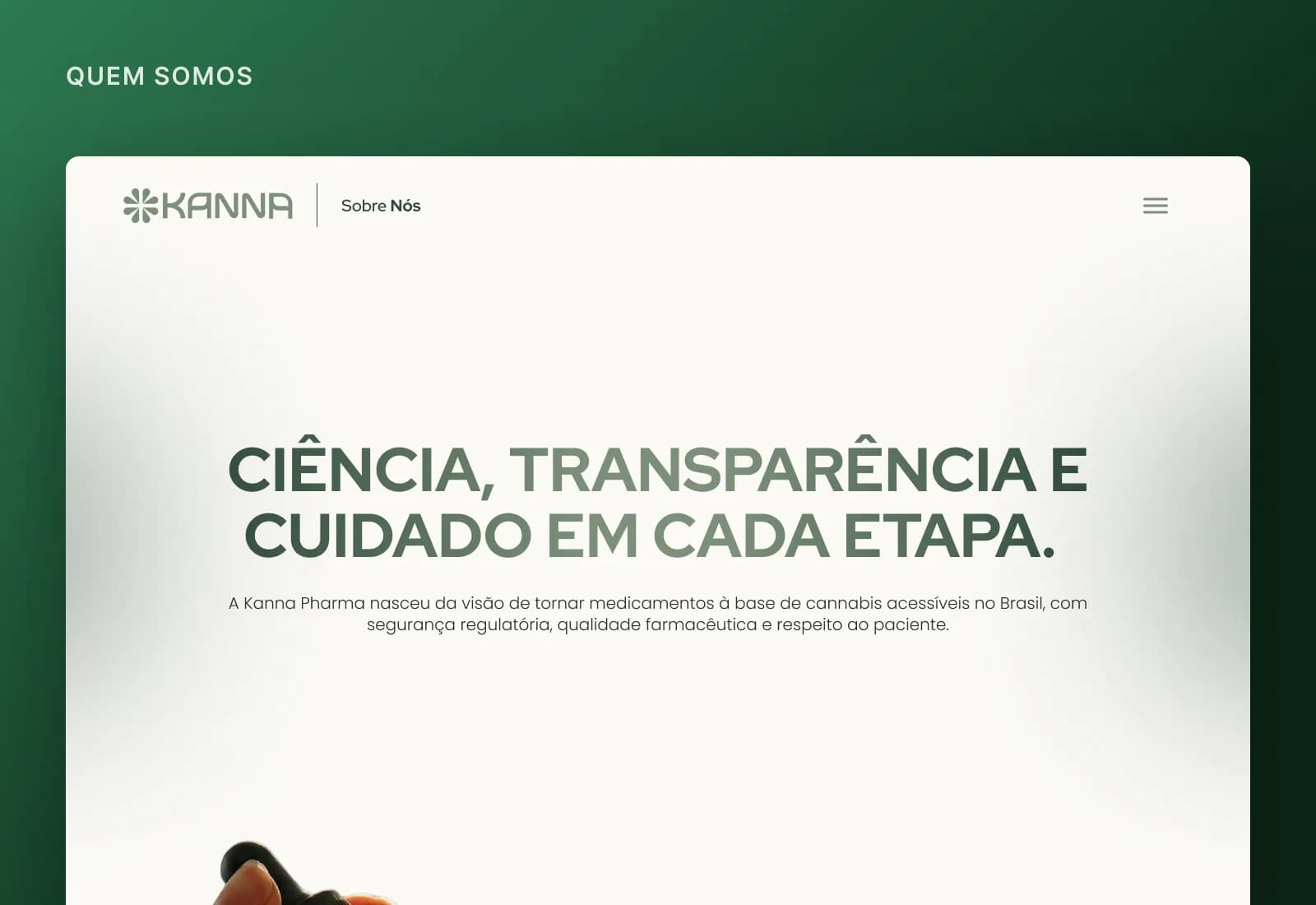 About us page, on the company's scientific approach
